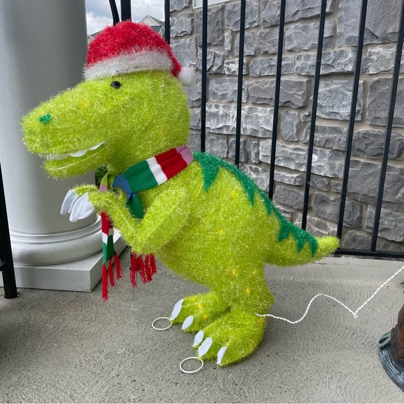 Holiday 28 Tinsel Glitter Lit Dinosaur W